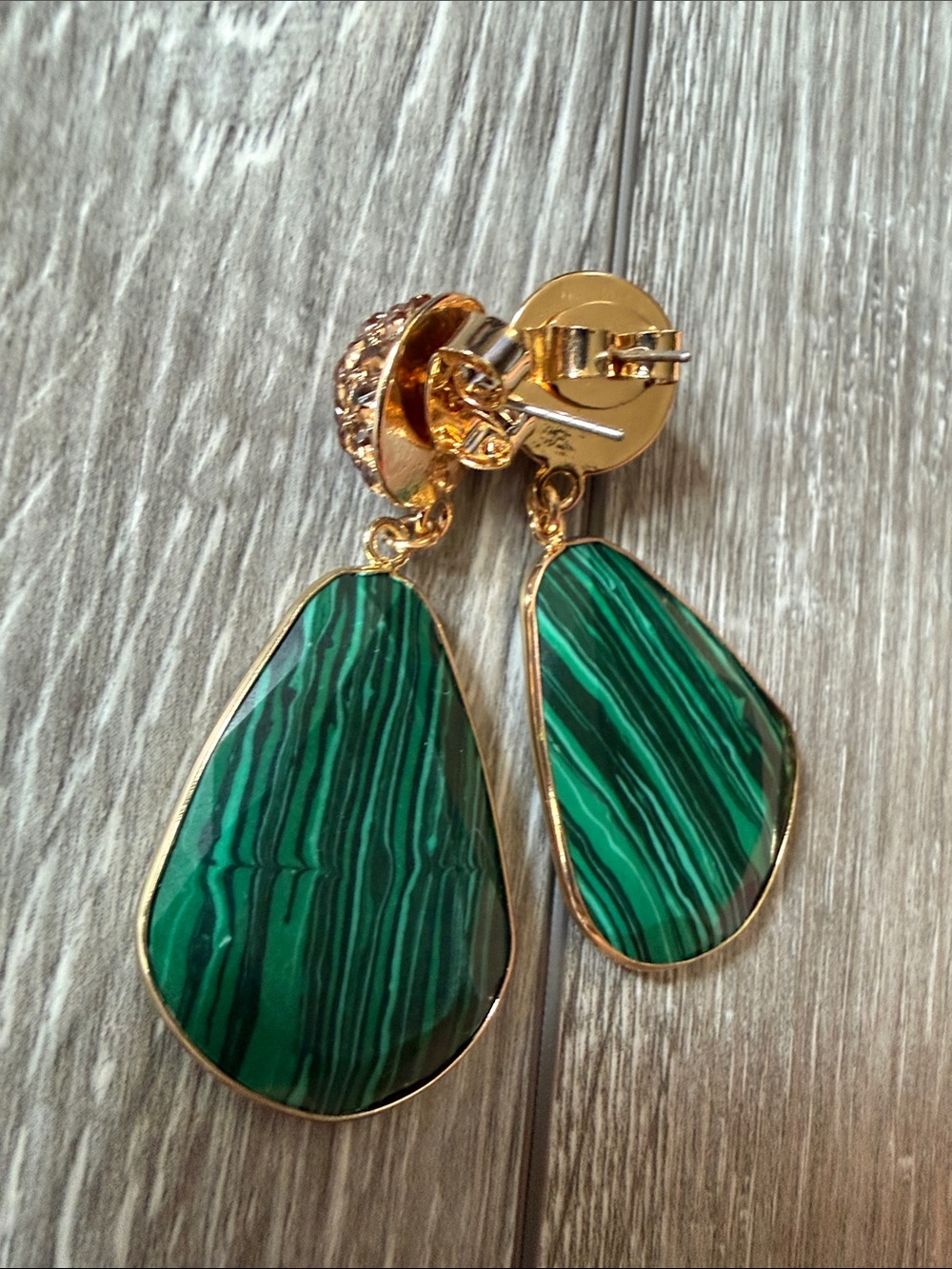 Anthropologie Stone Drop Earrings in Malachite - Picture 6 of 7